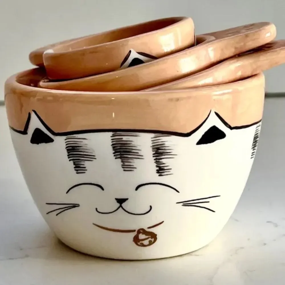 RARE Find! Cute Cat Ceramic Nesting Measuring Cups!